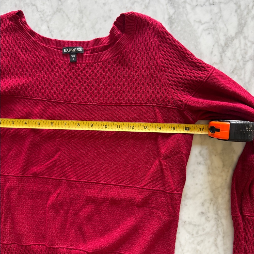 Express Rich Red Textured Sweater - Picture 5 of 6